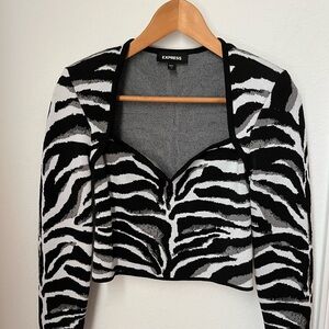 Express Zebra Print Cropped Sweater